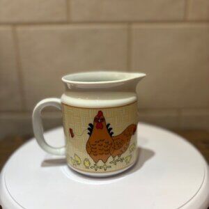 Vintage Ceramic Cameron Japan Creamer with Hens Chicks and Butterflies 1980s